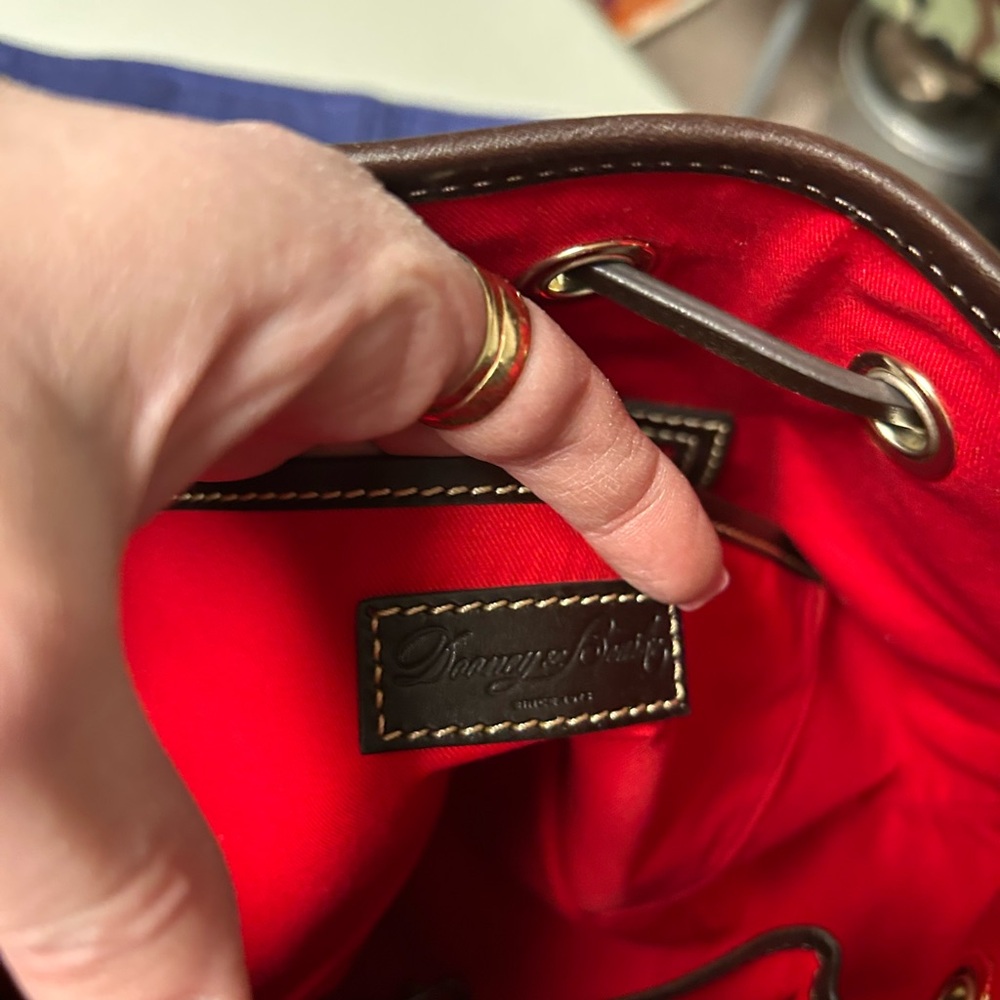 Dooney & Bourke Pebble Grain Tasha Drawstring Bordeaux Color Shoulder Bag - Picture 10 of 12